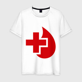 Мужская футболка хлопок с принтом Донор в Курске, 100% хлопок | прямой крой, круглый вырез горловины, длина до линии бедер, слегка спущенное плечо. | донор | красный крест | крест | кровь | медицина | сердце