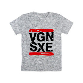 Детская футболка хлопок с принтом Vegan sXe в Курске, 100% хлопок | круглый вырез горловины, полуприлегающий силуэт, длина до линии бедер | Тематика изображения на принте: vegan | вегетарианец | еда