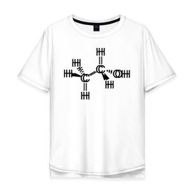 Мужская футболка хлопок Oversize с принтом Химическая формула спирт в Курске, 100% хлопок | свободный крой, круглый ворот, “спинка” длиннее передней части | спирт | формула | химия