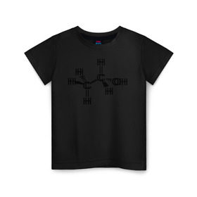 Детская футболка хлопок с принтом Химическая формула спирт в Курске, 100% хлопок | круглый вырез горловины, полуприлегающий силуэт, длина до линии бедер | Тематика изображения на принте: спирт | формула | химия