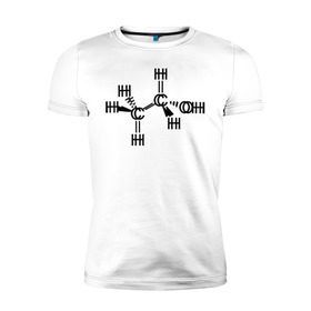 Мужская футболка премиум с принтом Химическая формула спирт в Курске, 92% хлопок, 8% лайкра | приталенный силуэт, круглый вырез ворота, длина до линии бедра, короткий рукав | спирт | формула | химия