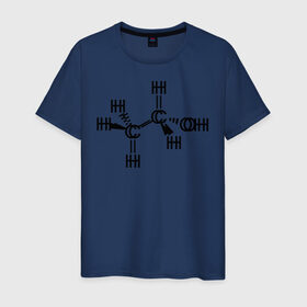 Мужская футболка хлопок с принтом Химическая формула спирт в Курске, 100% хлопок | прямой крой, круглый вырез горловины, длина до линии бедер, слегка спущенное плечо. | спирт | формула | химия