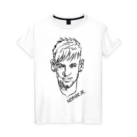Женская футболка хлопок с принтом Neymar Jr в Курске, 100% хлопок | прямой крой, круглый вырез горловины, длина до линии бедер, слегка спущенное плечо | 