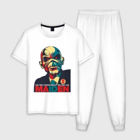 Мужская пижама хлопок с принтом Iron Maiden в Курске, 100% хлопок | брюки и футболка прямого кроя, без карманов, на брюках мягкая резинка на поясе и по низу штанин
 | iron maiden