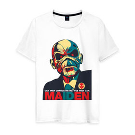 Мужская футболка хлопок с принтом Iron Maiden в Курске, 100% хлопок | прямой крой, круглый вырез горловины, длина до линии бедер, слегка спущенное плечо. | iron maiden