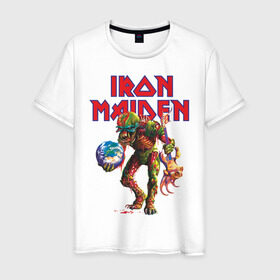 Мужская футболка хлопок с принтом Iron Maiden в Курске, 100% хлопок | прямой крой, круглый вырез горловины, длина до линии бедер, слегка спущенное плечо. | Тематика изображения на принте: iron maiden