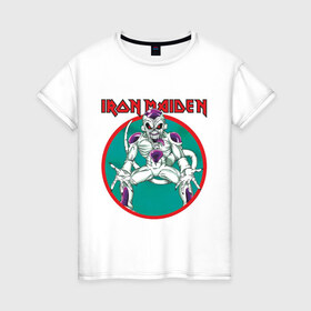 Женская футболка хлопок с принтом Iron Maiden в Курске, 100% хлопок | прямой крой, круглый вырез горловины, длина до линии бедер, слегка спущенное плечо | iron maiden