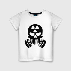 Детская футболка хлопок с принтом Радиация в Курске, 100% хлопок | круглый вырез горловины, полуприлегающий силуэт, длина до линии бедер | противогаз | радиация | респиратор | череп