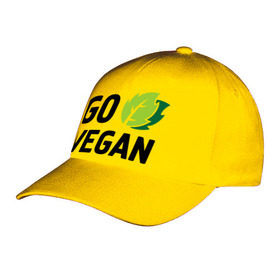 Бейсболка с принтом Go vegan в Курске, 100% хлопок | классический козырек, металлическая застежка-регулятор размера | go | vegan | будь | веган | вегетарианец | здоровье
