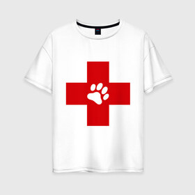Женская футболка хлопок Oversize с принтом Ветеринар в Курске, 100% хлопок | свободный крой, круглый ворот, спущенный рукав, длина до линии бедер
 | ветеринар | врач | доктор | красный | крест