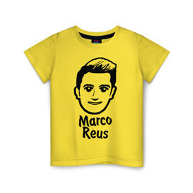 Детская футболка хлопок с принтом Reus в Курске, 100% хлопок | круглый вырез горловины, полуприлегающий силуэт, длина до линии бедер | германия | голова | лицо | марко | ройс | футбол