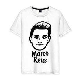 Мужская футболка хлопок с принтом Reus в Курске, 100% хлопок | прямой крой, круглый вырез горловины, длина до линии бедер, слегка спущенное плечо. | германия | голова | лицо | марко | ройс | футбол