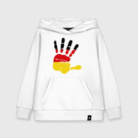 Детская толстовка хлопок с принтом Рука Германии в Курске, 100% хлопок | Круглый горловой вырез, эластичные манжеты, пояс, капюшен | германия | желтый | красный | ладонь | отпечаток | рука | след | флаг | черный