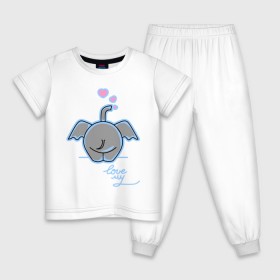 Детская пижама хлопок с принтом Слон с сердечками в Курске, 100% хлопок |  брюки и футболка прямого кроя, без карманов, на брюках мягкая резинка на поясе и по низу штанин
 | слон
