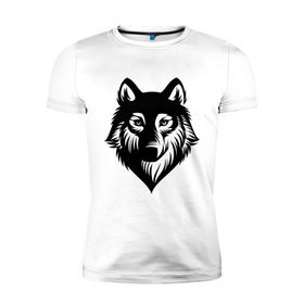 Мужская футболка премиум с принтом Призрачный волк в Курске, 92% хлопок, 8% лайкра | приталенный силуэт, круглый вырез ворота, длина до линии бедра, короткий рукав | волк | голова волка | животное | призрак