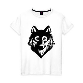 Женская футболка хлопок с принтом Призрачный волк в Курске, 100% хлопок | прямой крой, круглый вырез горловины, длина до линии бедер, слегка спущенное плечо | волк | голова волка | животное | призрак