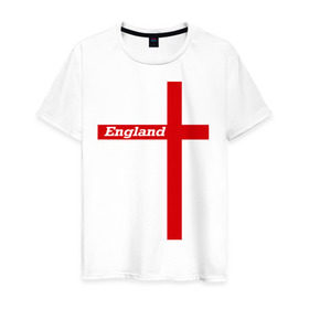Мужская футболка хлопок с принтом Сборная Англии в Курске, 100% хлопок | прямой крой, круглый вырез горловины, длина до линии бедер, слегка спущенное плечо. | england | англия | сборная | флаг | футбол