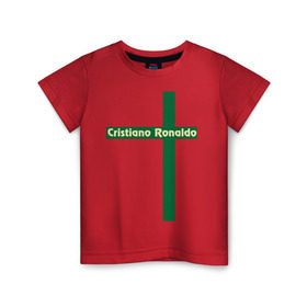 Детская футболка хлопок с принтом Cristiano Ronaldo в Курске, 100% хлопок | круглый вырез горловины, полуприлегающий силуэт, длина до линии бедер | cristiano | ronaldo | криштиану | мадрид | реал | роналду | сборная | флаг | футбол