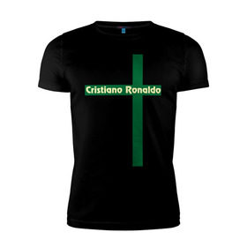 Мужская футболка премиум с принтом Cristiano Ronaldo в Курске, 92% хлопок, 8% лайкра | приталенный силуэт, круглый вырез ворота, длина до линии бедра, короткий рукав | cristiano | ronaldo | криштиану | мадрид | реал | роналду | сборная | флаг | футбол