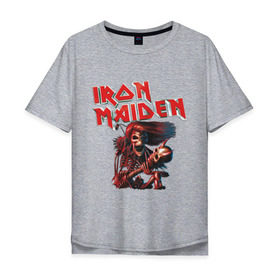 Мужская футболка хлопок Oversize с принтом Iron Maiden в Курске, 100% хлопок | свободный крой, круглый ворот, “спинка” длиннее передней части | гитара | скелет