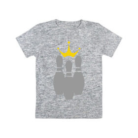 Детская футболка хлопок с принтом Король боулинга в Курске, 100% хлопок | круглый вырез горловины, полуприлегающий силуэт, длина до линии бедер | Тематика изображения на принте: боулинг | король боулинга | корона | спорт