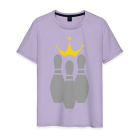Мужская футболка хлопок с принтом Король боулинга в Курске, 100% хлопок | прямой крой, круглый вырез горловины, длина до линии бедер, слегка спущенное плечо. | боулинг | король боулинга | корона | спорт