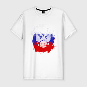 Мужская футболка премиум с принтом Герб в Курске, 92% хлопок, 8% лайкра | приталенный силуэт, круглый вырез ворота, длина до линии бедра, короткий рукав | патриоты | россия | рф | флаг