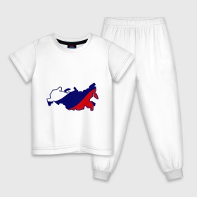 Детская пижама хлопок с принтом Карта России в Курске, 100% хлопок |  брюки и футболка прямого кроя, без карманов, на брюках мягкая резинка на поясе и по низу штанин
 | Тематика изображения на принте: карта | патриоты | россия | рф | флаг