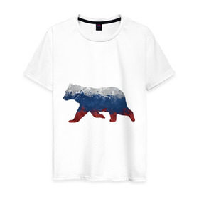 Мужская футболка хлопок с принтом Русский медведь в Курске, 100% хлопок | прямой крой, круглый вырез горловины, длина до линии бедер, слегка спущенное плечо. | Тематика изображения на принте: 
