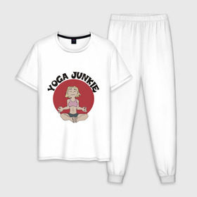 Мужская пижама хлопок с принтом Йога - зависимость в Курске, 100% хлопок | брюки и футболка прямого кроя, без карманов, на брюках мягкая резинка на поясе и по низу штанин
 | 