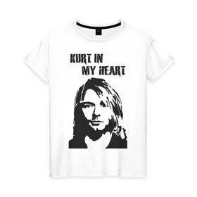 Женская футболка хлопок с принтом Nirvana в Курске, 100% хлопок | прямой крой, круглый вырез горловины, длина до линии бедер, слегка спущенное плечо | cobain | kurt | кобейн | курт | нирвана