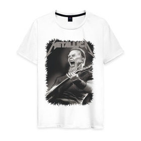 Мужская футболка хлопок с принтом Metallica в Курске, 100% хлопок | прямой крой, круглый вырез горловины, длина до линии бедер, слегка спущенное плечо. | металлика