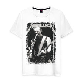 Мужская футболка хлопок с принтом Metallica в Курске, 100% хлопок | прямой крой, круглый вырез горловины, длина до линии бедер, слегка спущенное плечо. | Тематика изображения на принте: metallica | металлика