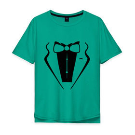 Мужская футболка хлопок Oversize с принтом Костюм жениха в Курске, 100% хлопок | свободный крой, круглый ворот, “спинка” длиннее передней части | Тематика изображения на принте: бабочка