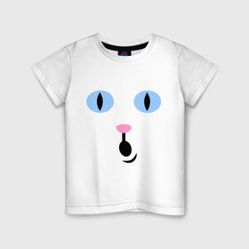 Детская футболка хлопок с принтом Кошечка (удивление) в Курске, 100% хлопок | круглый вырез горловины, полуприлегающий силуэт, длина до линии бедер | глаза | киса | кот | кошечка | кошка | удивление