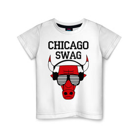 Детская футболка хлопок с принтом Chicago swag в Курске, 100% хлопок | круглый вырез горловины, полуприлегающий силуэт, длина до линии бедер | 