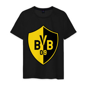 Мужская футболка хлопок с принтом FC Borussia Dortmund Shield в Курске, 100% хлопок | прямой крой, круглый вырез горловины, длина до линии бедер, слегка спущенное плечо. | borussia | dortmund | fc | football | shield | клуб | фк | футбол