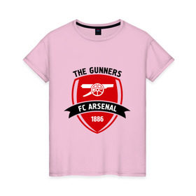 Женская футболка хлопок с принтом FC Arsenal - The Gunners в Курске, 100% хлопок | прямой крой, круглый вырез горловины, длина до линии бедер, слегка спущенное плечо | arsenal | fc | football | gunners | клуб | фк | футбол