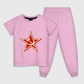 Детская пижама хлопок с принтом Слава советскому человеку в Курске, 100% хлопок |  брюки и футболка прямого кроя, без карманов, на брюках мягкая резинка на поясе и по низу штанин
 | звезда | красный | молот | патриот | ретро | серп | ссср