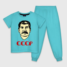 Детская пижама хлопок с принтом СССР в Курске, 100% хлопок |  брюки и футболка прямого кроя, без карманов, на брюках мягкая резинка на поясе и по низу штанин
 | Тематика изображения на принте: генсек | иосиф | коба | коммунизм | ретро | советский | союз | ссср | сталин
