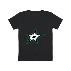 Детская футболка хлопок с принтом HC Dallas Stars в Курске, 100% хлопок | круглый вырез горловины, полуприлегающий силуэт, длина до линии бедер | Тематика изображения на принте: club | dallas | hockey | stars | клуб | хоккей