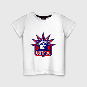 Детская футболка хлопок с принтом HC New York Rangers Emblem в Курске, 100% хлопок | круглый вырез горловины, полуприлегающий силуэт, длина до линии бедер | Тематика изображения на принте: club | hockey | new | nyr | rangers | york | клуб | хоккей