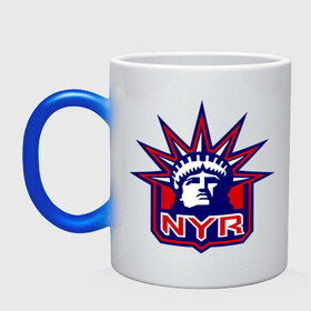 Кружка хамелеон с принтом HC New York Rangers Emblem в Курске, керамика | меняет цвет при нагревании, емкость 330 мл | Тематика изображения на принте: club | hockey | new | nyr | rangers | york | клуб | хоккей
