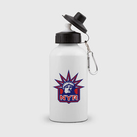 Бутылка спортивная с принтом HC New York Rangers Emblem в Курске, металл | емкость — 500 мл, в комплекте две пластиковые крышки и карабин для крепления | club | hockey | new | nyr | rangers | york | клуб | хоккей