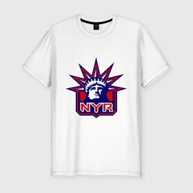Мужская футболка премиум с принтом HC New York Rangers Emblem в Курске, 92% хлопок, 8% лайкра | приталенный силуэт, круглый вырез ворота, длина до линии бедра, короткий рукав | club | hockey | new | nyr | rangers | york | клуб | хоккей