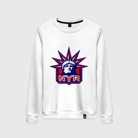 Женский свитшот хлопок с принтом HC New York Rangers Emblem в Курске, 100% хлопок | прямой крой, круглый вырез, на манжетах и по низу широкая трикотажная резинка  | club | hockey | new | nyr | rangers | york | клуб | хоккей