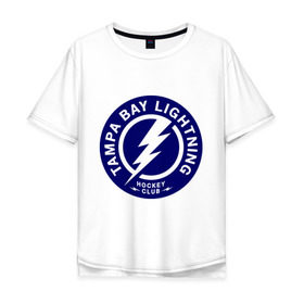 Мужская футболка хлопок Oversize с принтом HC Tampa Bay Lightning в Курске, 100% хлопок | свободный крой, круглый ворот, “спинка” длиннее передней части | Тематика изображения на принте: bay | club | hockey | lightning | tampa | клуб | хоккей