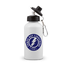 Бутылка спортивная с принтом HC Tampa Bay Lightning в Курске, металл | емкость — 500 мл, в комплекте две пластиковые крышки и карабин для крепления | bay | club | hockey | lightning | tampa | клуб | хоккей
