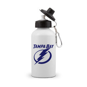 Бутылка спортивная с принтом HC Tampa Bay в Курске, металл | емкость — 500 мл, в комплекте две пластиковые крышки и карабин для крепления | bay | club | hockey | tampa | клуб | хоккей