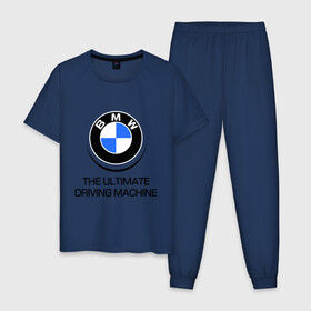 Мужская пижама хлопок с принтом BMW Driving Machine в Курске, 100% хлопок | брюки и футболка прямого кроя, без карманов, на брюках мягкая резинка на поясе и по низу штанин
 | bmw | driving | machine | ultimate